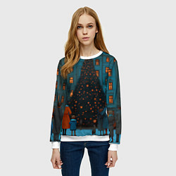 Свитшот женский Люди встречают новый год во дворе, цвет: 3D-белый — фото 2