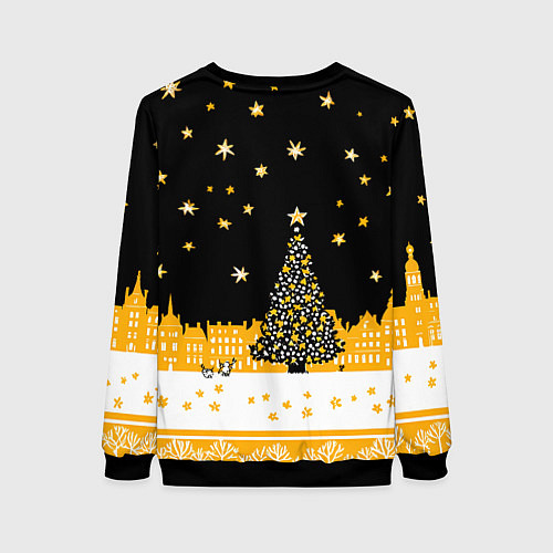 Женский свитшот Новый год в черно-желтом стиле / 3D-Черный – фото 2