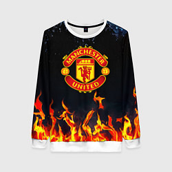 Свитшот женский Манчестер Юнайтед лёд и огонь, цвет: 3D-белый