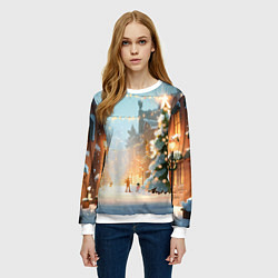 Свитшот женский Новогодняя елочка, цвет: 3D-белый — фото 2