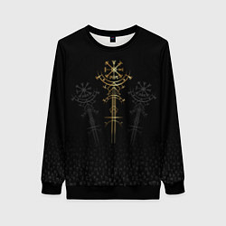 Свитшот женский Древний компас на удачу вегвизир, цвет: 3D-черный