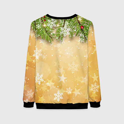 Женский свитшот Олень в шапке Санты / 3D-Черный – фото 2