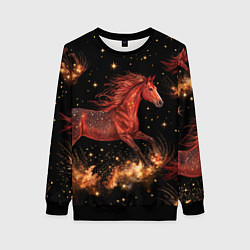 Женский свитшот Огненные лошади - паттерн