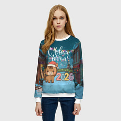 Свитшот женский Новогодняя лошадка 2026 год, цвет: 3D-белый — фото 2