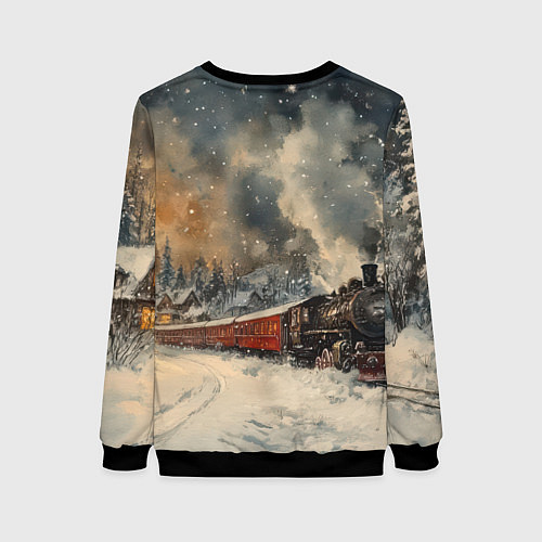 Женский свитшот Санта с капучино / 3D-Черный – фото 2