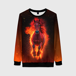 Свитшот женский Огонь а не лошадь, цвет: 3D-черный