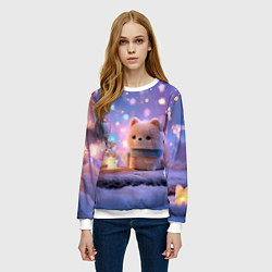 Свитшот женский Новогодний пушистый щенок, цвет: 3D-белый — фото 2