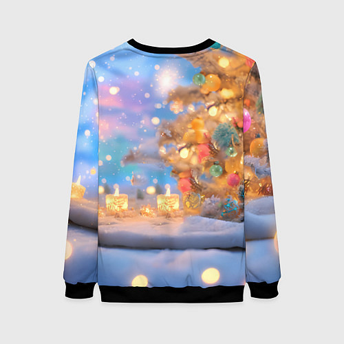 Женский свитшот Новогодняя милая мышка / 3D-Черный – фото 2