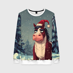 Свитшот женский Уставшая лошадь, цвет: 3D-белый