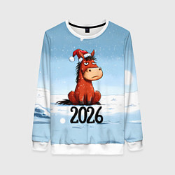 Свитшот женский Сердитая лошадка 2026, цвет: 3D-белый