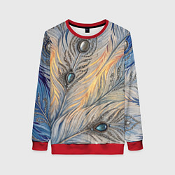 Женский свитшот Синие перья с самоцветами