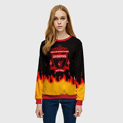 Свитшот женский Liverpool огонь спорт, цвет: 3D-красный — фото 2