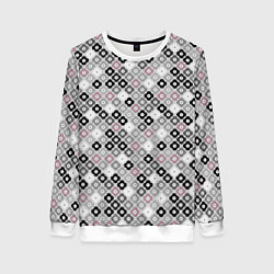 Женский свитшот Цветочный серо-розовый узор ретро