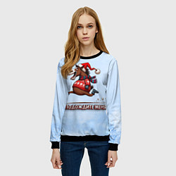 Свитшот женский Новогодний забег, цвет: 3D-черный — фото 2