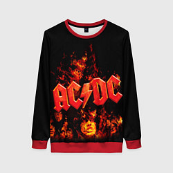 Свитшот женский AC/DC Flame, цвет: 3D-красный