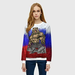 Свитшот женский Русский медведь, цвет: 3D-белый — фото 2