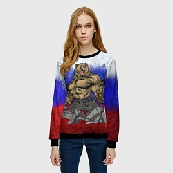 Свитшот женский Русский медведь, цвет: 3D-черный — фото 2