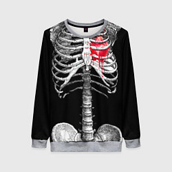 Свитшот женский Скелет с сердцем, цвет: 3D-меланж