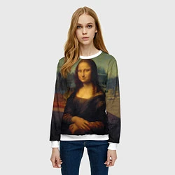 Свитшот женский Леонардо да Винчи - Мона Лиза, цвет: 3D-белый — фото 2