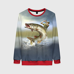 Свитшот женский Дерзская щука, цвет: 3D-красный
