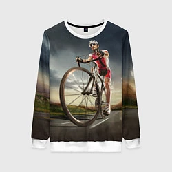 Свитшот женский Велогонщик, цвет: 3D-белый