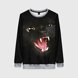 Свитшот женский Черный кот, цвет: 3D-меланж