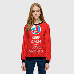 Свитшот женский Keep Calm & Love Volleyball, цвет: 3D-черный — фото 2