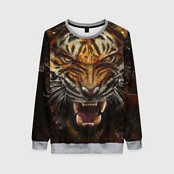 Свитшот женский Злобный тигр, цвет: 3D-меланж