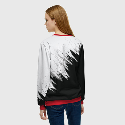 Женский свитшот Черно-белый разрыв / 3D-Красный – фото 4