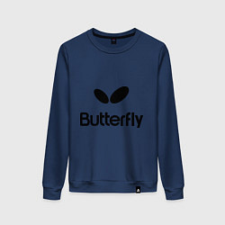 Свитшот хлопковый женский Butterfly Logo, цвет: тёмно-синий