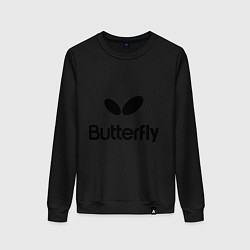 Свитшот хлопковый женский Butterfly Logo, цвет: черный