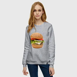 Свитшот хлопковый женский Гамбургер, цвет: меланж — фото 2