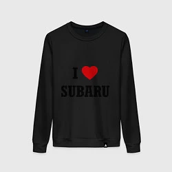 Свитшот хлопковый женский I love Subaru, цвет: черный