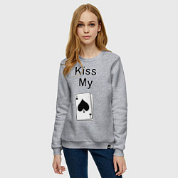 Свитшот хлопковый женский Kiss my card, цвет: меланж — фото 2