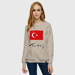 Свитшот хлопковый женский Turkey, цвет: миндальный — фото 2