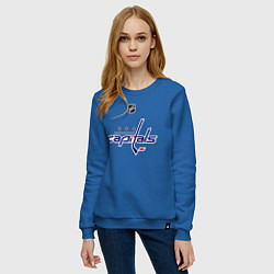 Свитшот хлопковый женский Washington Capitals: Ovechkin 8, цвет: синий — фото 2