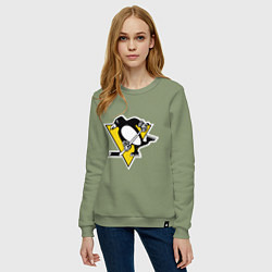 Свитшот хлопковый женский Pittsburgh Penguins: Malkin 71, цвет: авокадо — фото 2