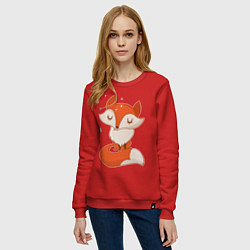 Свитшот хлопковый женский Лисичка, цвет: красный — фото 2