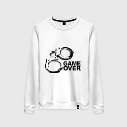 Свитшот хлопковый женский Game Over наручники, цвет: белый