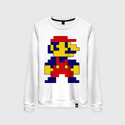 Свитшот хлопковый женский Pixel Mario, цвет: белый