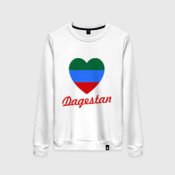 Свитшот хлопковый женский Dagestan: Heart Flag, цвет: белый