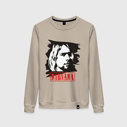 Свитшот хлопковый женский Nirvana: Kurt Cobain, цвет: миндальный