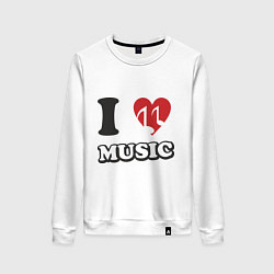 Свитшот хлопковый женский I love music, цвет: белый