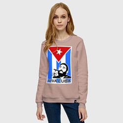 Свитшот хлопковый женский Fidel: Viva, Cuba!, цвет: пыльно-розовый — фото 2