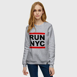 Свитшот хлопковый женский Run NYC, цвет: меланж — фото 2
