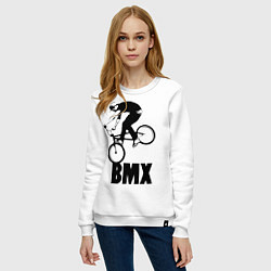 Свитшот хлопковый женский BMX 3, цвет: белый — фото 2