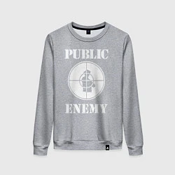 Свитшот хлопковый женский Public Enemy, цвет: меланж