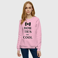 Свитшот хлопковый женский Bow ties are cool, цвет: светло-розовый — фото 2