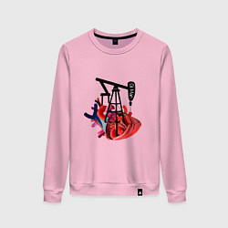 Свитшот хлопковый женский Сердце нефтяника, цвет: светло-розовый