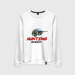 Свитшот хлопковый женский Hunting Russia, цвет: белый